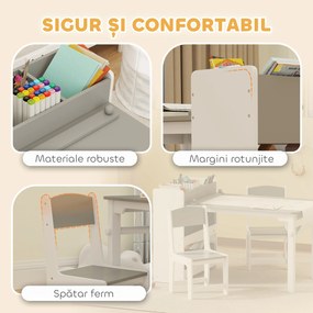 AIYAPLAY Mobilier pentru Copii 3-8 Ani cu 2 Scaune și Masă Gri și Alb | Aosom Romania