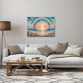 Tablou pe sticlă – Mozaic al soarelui la apus (70x50 cm)