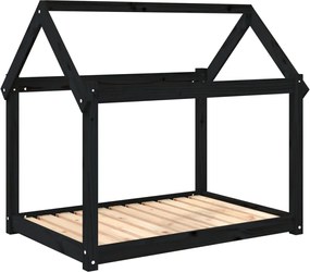 vidaXL Pat pentru câini, negru, 101x70x90 cm, lemn masiv de pin