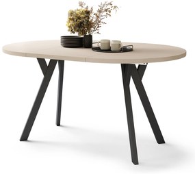 Mazzoni ALDO Bej/picioare negre - MASĂ ROTUNDĂ STIL LOFT PENTRU SALON/SUFRAGERIE EXTENSIBILĂ CU PICIOARE ÎN FORMĂ DE "Y"