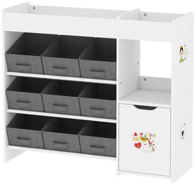 AIYAPLAY Etajeră de depozitare pentru copii cu 9 sertare textile și dulap, alb | Aosom Romania
