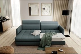 Colțar verde prăfuit extensibil/cu spațiu de depozitare cu tapițerie din catifea (cu colț pe partea stângă/cu șezlong) Gomsi – ELTAP