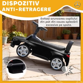 AIYAPLAY Mașinuță Electrică pentru Copii Licență Mercedes Benz cu Claxon și Spațiu Portaoggetti, 65x28x39 cm, Negru | Aosom Romania