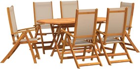 vidaXL Set mobilier de grădină, 7 piese, lemn masiv acacia/textilenă
