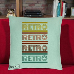 Perna Decorativa RETRO Text Multicolor, 40x40 cm, Verde Menta, Husa Detasabila, Perna Inclusa, BEKZ®