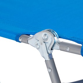 Outsunny Șezlong de grădină, fotoliu cu deschidere căptușită pentru față, șezlong de masaj pentru exterior, buzunar lateral, material textil, metal, Albastru | Aosom Romania