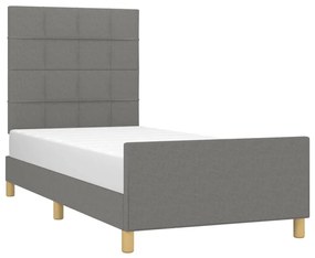 Cadru de pat cu tablie, gri inchis, 90x200 cm, textil Morke gra, 90 x 200 cm, Cu blocuri patrate