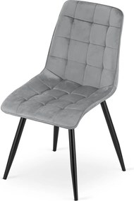 Scaun de masa SPLIT VELVET cu picioare negre, gri deschis