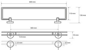 Raft de baie din alamă Sapho X-Round, lățime 60 cm, argintiu