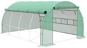 Outsunny Șopron de folie, Seră, umblabil, Fereastră plasă, Cadru metalic, 4x3x2m, Verde | Aosom Romania