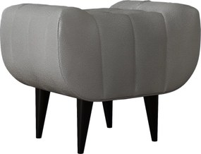 Taburet Tapitat Atlas, Gri grafit,tapiterie mixta cu piele naturala, 60 x 40 x 47 cm