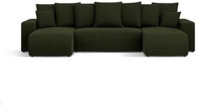 Coltar extensibil Jini in forma de U cu 5 locuri, colt reversibil si tapiterie din catifea