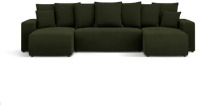 Coltar extensibil Jini in forma de U cu 5 locuri, colt reversibil si tapiterie din catifea