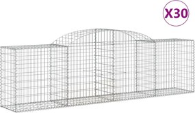 vidaXL Coșuri gabion arcuite 30 buc, 300x50x80/100 cm, fier galvanizat
