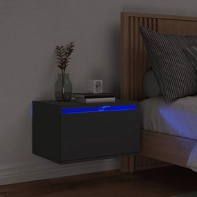 vidaXL Noptieră montată pe perete cu lumini LED, negru