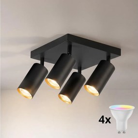 Brilagi - Spot LED RGBW dimerizabil SELE SQUARE 4xGU10/6,5W/230V negru/auriu