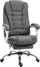 Vinsetto Scaun Ergonomic de Birou Reglabil cu Suport pentru Picioare, Spătar Înalt și Brațe, 65x70x115-123 cm, Gri | Aosom Romania