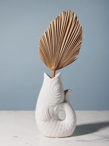 Vaza alba, din ceramica, forma de peste, H20cm Stone