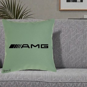 Perna Personalizata cu emblema Mercedes-AMG, 40x40 cm, Verde, Husa Detasabila, Perna Inclusa, BEKZ®