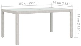 Set mobilier de exterior cu perne, 5 piese, alb, poliratan Alb, Lungime masa 150 cm, 5