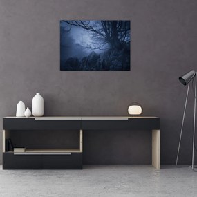 Tablou pe sticlă pădurii întunecate (70x50 cm)