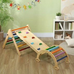 AIYAPLAY Set de Cățărat pentru Copii 5 în 1 cu Triunghi, Arcadă și Rampă, Perfect pentru Copii, 178x64,5x63 cm, Multicolor | Aosom Romania