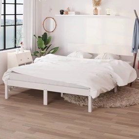 810158 vidaXL Cadru de pat, alb, 160x200 cm, lemn masiv de pin