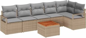 vidaXL Set de canapele pentru grădină 7 pcs Beige și gri deschis