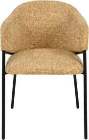 Set de 2 scaune aspect retro, Metal Negru, Chenille Galben, NOBLESSE A-47580 VC