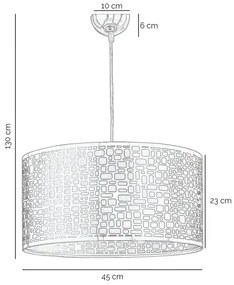 Lustră pe cablu ONLI BRUCE 1xE27/15W/230V d. 45 cm crom mat