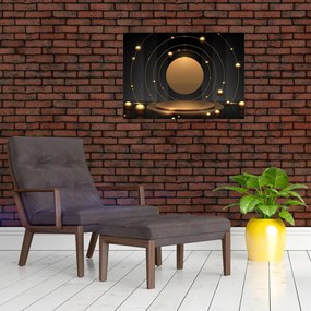 Tablou pe sticlă - Cercuri aurii (70x50 cm)