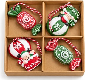 Set 4 bucati ornamente de Craciun CANDY ELF 6 cm