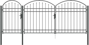 vidaXL Poartă pentru Gard cu Vârf Arcuit Gri 400 x 100 cm Oțel