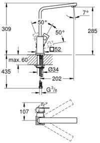 Baterie chiuveta bucatarie crom Grohe Eurocube