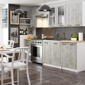 Vitrină de bucătărie superioară Organo 720 (alb + beton). 1117506