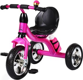 Tricicleta cu pedale NOVOKIDS™ Chavalier ,Cu sonerie si sticla de apa, max 20 kg, Roti din spuma cauciucata EVA, Cadru metalic, Dimensiuni 75X54X46