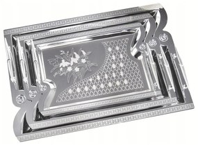 Set 3 tavi pentru servire din otel Kinghoff KH 4743, Placate cu crom, Argintiu