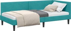 vidaXL Cadru de pat colțar cu headboard Turcoaz 90 cm x 190 cm Catifea