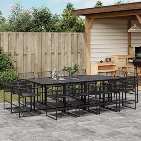 vidaXL Set mobilier de grădină, 13 piese, negru, poliratan