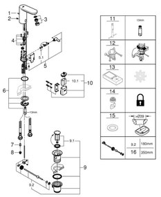 GROHE 36331001 - Baterie pentru lavoar EUROECO 1 14” crom lucios