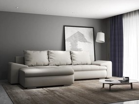 Colțar extensibil dumonde cu ladă de depozitare si sezut confortabil din spuma high-density, Leonardo Enjoy Bej 260x185 cm