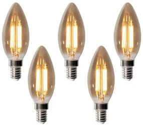 Set de 5 becuri LED E14 dimabile B35 fumurii 4W 300 lm 2200K