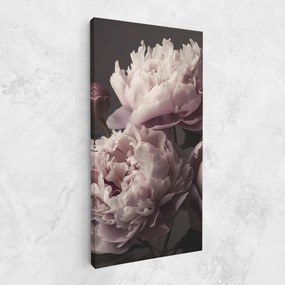 Tablou Canvas, 60x120cm, Dormitor si Living, Flori, Bujori, Grey Pastel Pink Peony