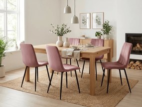 Scaun din catifea roz LAVA cu picioare negre