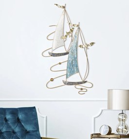 Decoratiune de perete aurie / alba din metal, 51,4 x 4 x 87 cm, Vela Mauro Ferreti