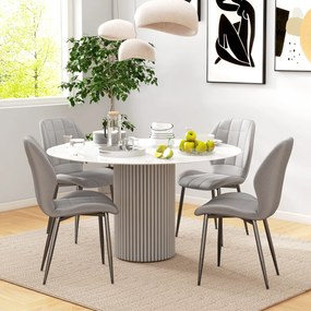 HOMCOM Set of Four Modern Style Flannel Dining Chairs - Light Grey | Aosom Romania