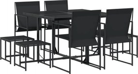 vidaXL Set mobilier de grădină, 9 piese, negru, textilenă