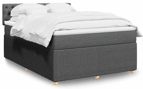 vidaXL Pat box spring cu saltea, gri închis, 140x190 cm, textil