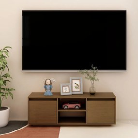 Comoda TV, maro miere, 110x30x40 cm, lemn masiv de pin