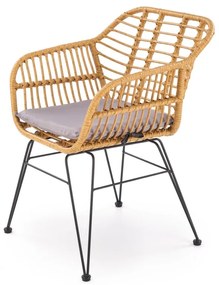 Scaun rattan K541 natur/gri